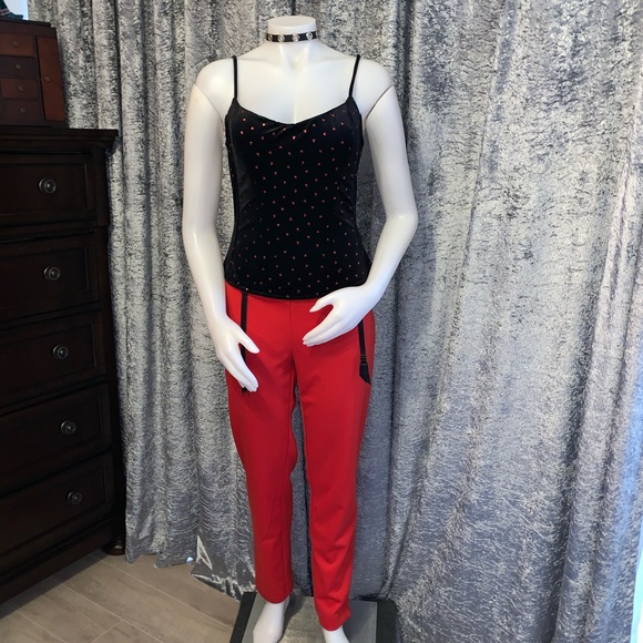 Vintage Black Velvet Corset with Red Hearts - Picture 5 of 11